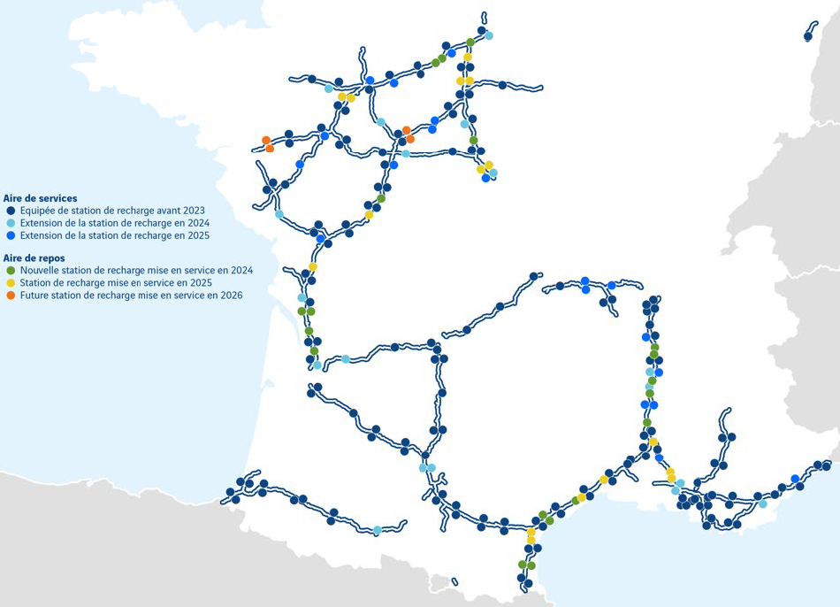 Carte • Longs trajets en électrique : le réseau de recharge se densifie sur autoroute