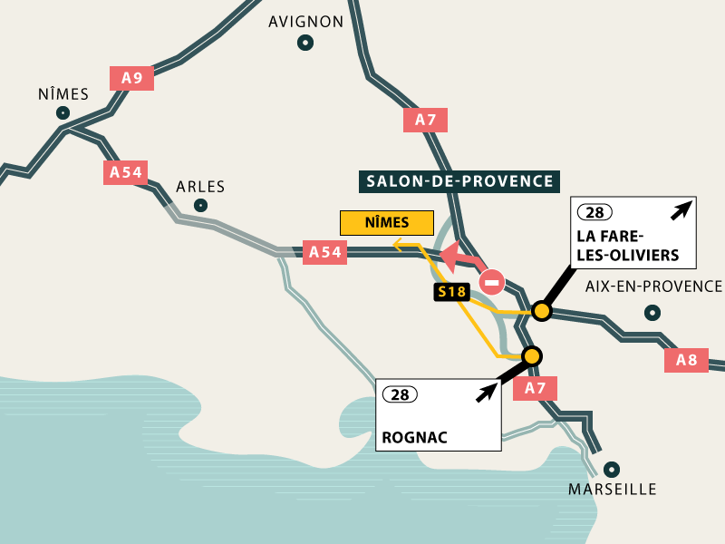illustration de Salon-de-Provence fermeture bifurcation A7/A54