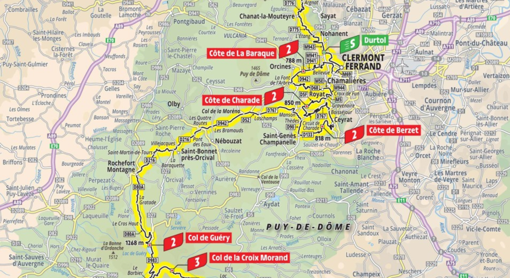 Tour de France dans le Puy-de-Dôme : sortie 25 et 26 de l'A89 déconseillées le 14 juillet