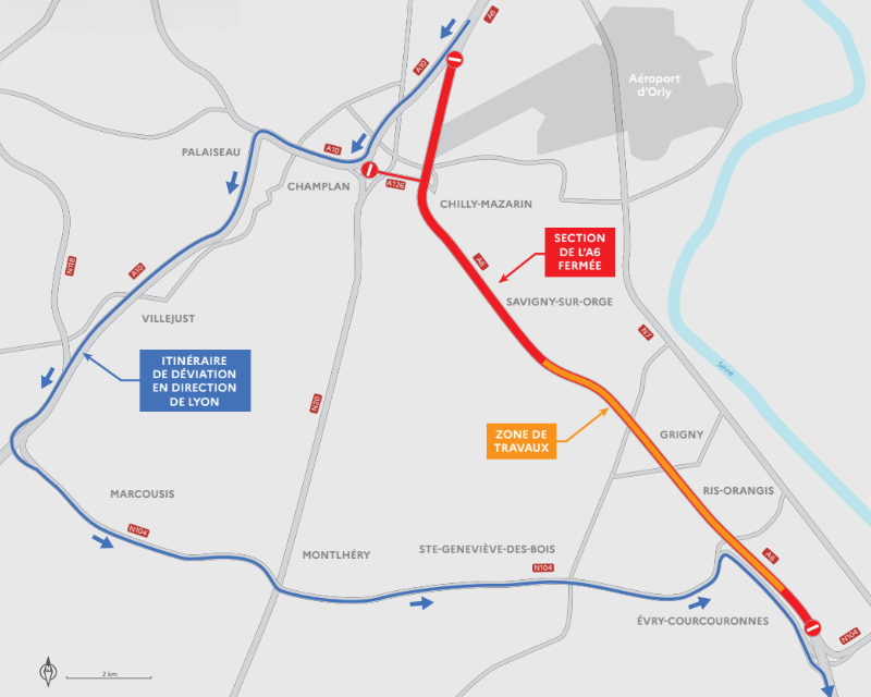 Fermeture de l’A6 jusqu’au 1er août : déviation et conseils pour éviter les bouchons