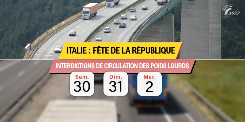 Italie : quelles interdictions de circulation pour les poids lourds durant le pont du 2 juin 2026 ?