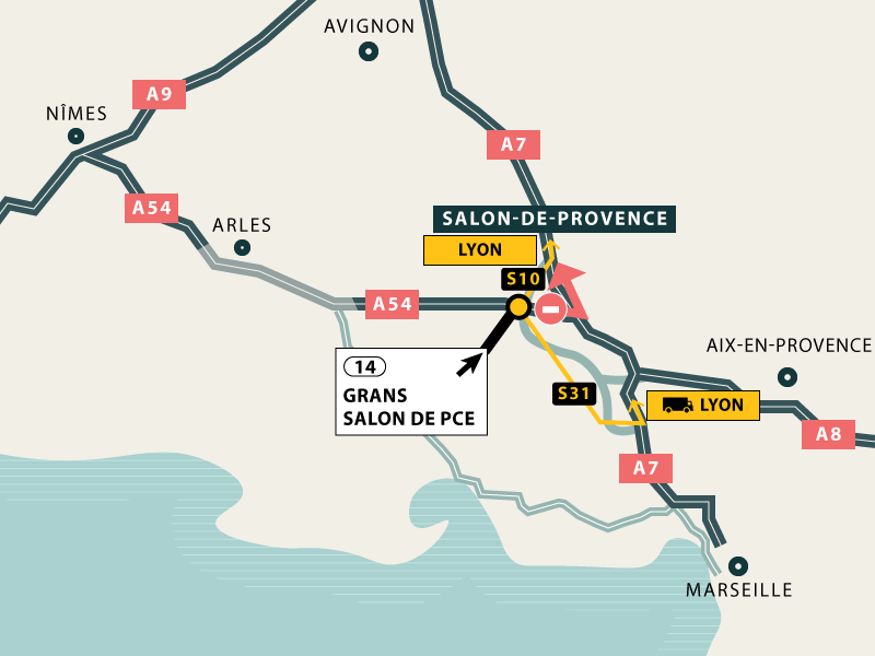 illustration de Salon-de-Provence fermeture bifurcation A7/A54