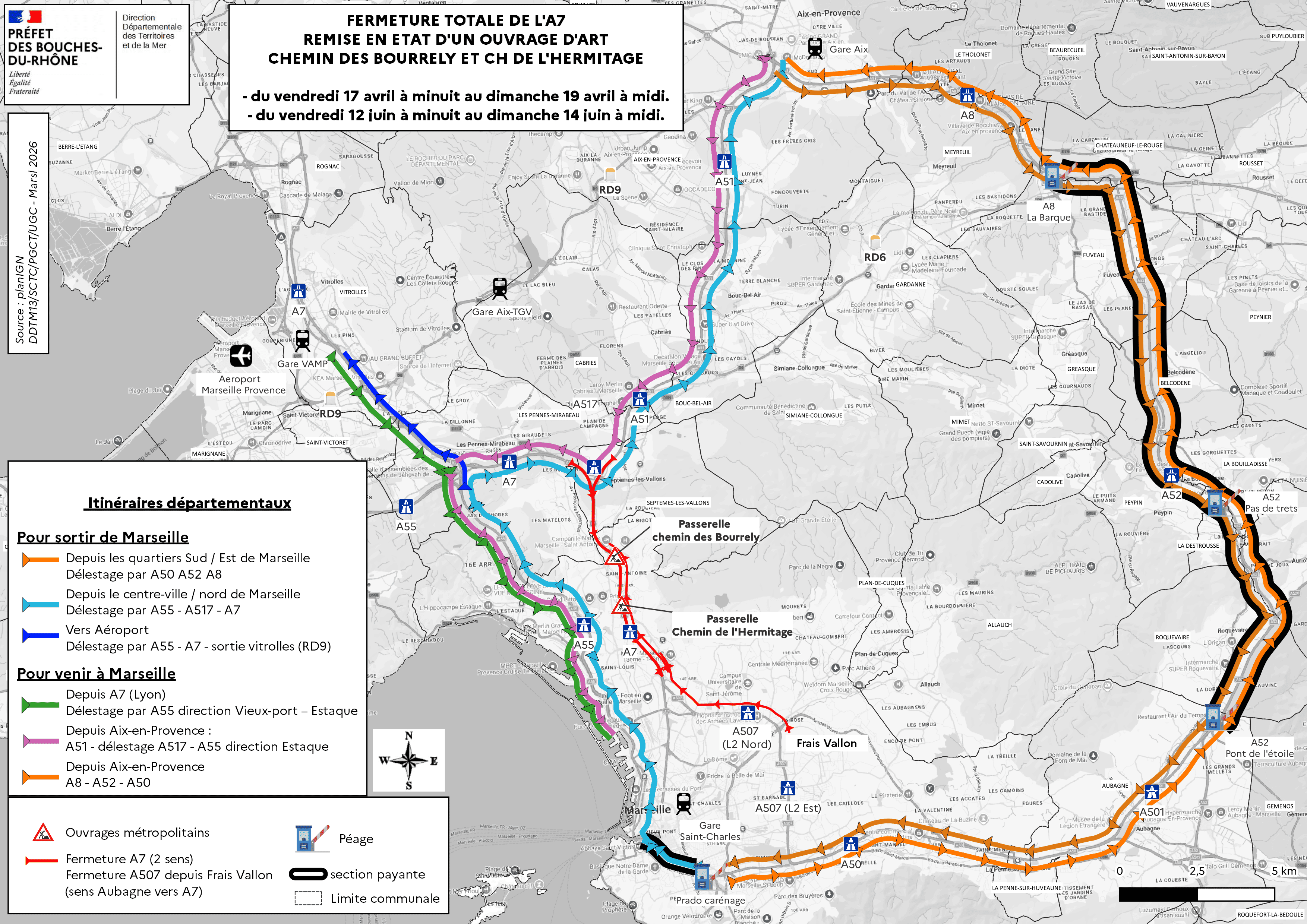 Travaux : A7 fermée 36 heures entre Les Pennes-Mirabeau et Marseille ce week-end du 13 au 14 juin