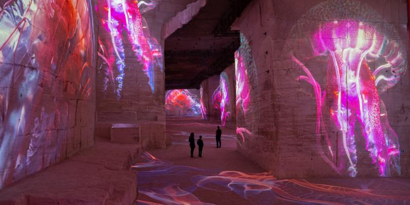 Aux Baux-de-Provence, les Carrières des Lumières plongent les visiteurs dans l'océan