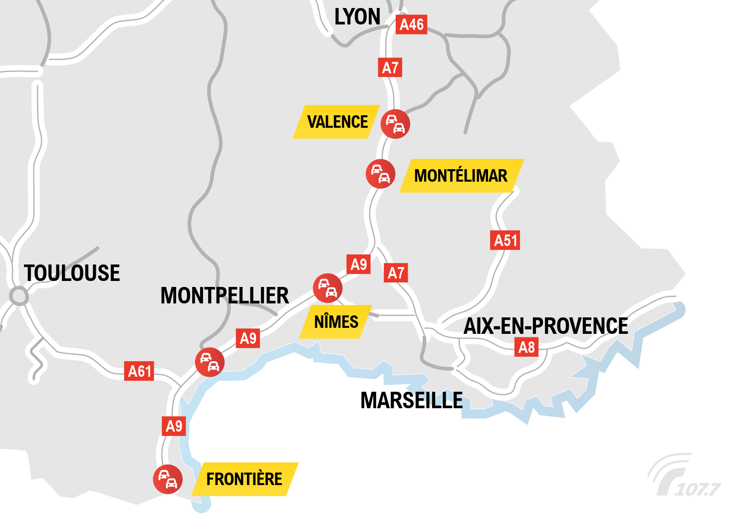 Chassé croisé : accidents et bouchons sur l’A7 et l’A9 vers la Méditerranée, le point ce vendredi