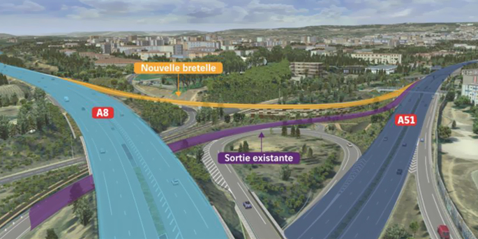 illustration de La nouvelle bifurcation A8/A51 à Aix-en-Provence