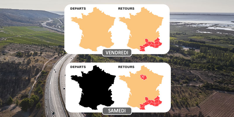 illustration de Les bouchons redoutés pour ce premier week-end d'août coloré en rouge et noir