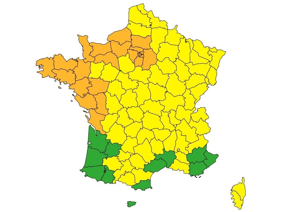 23 départements en alerte Neige en Bretagne, Normandie, Charente et région parisienne