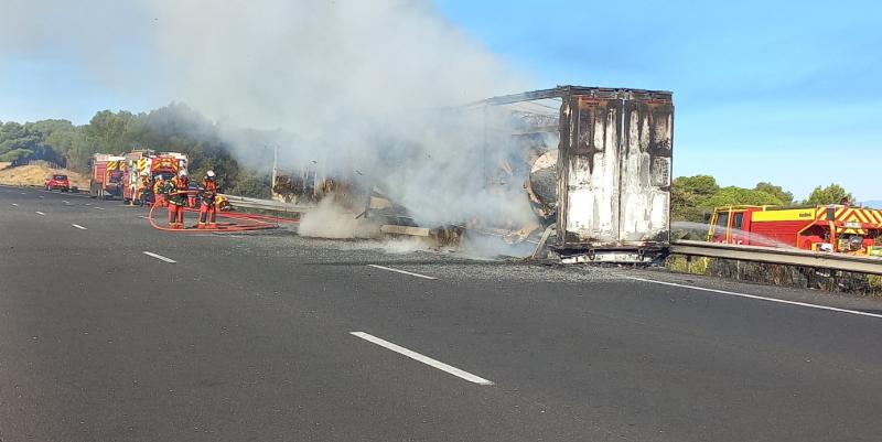 Incendie de poids lourd : bouchon sur l’A9 entre Béziers et Narbonne direction l’Espagne