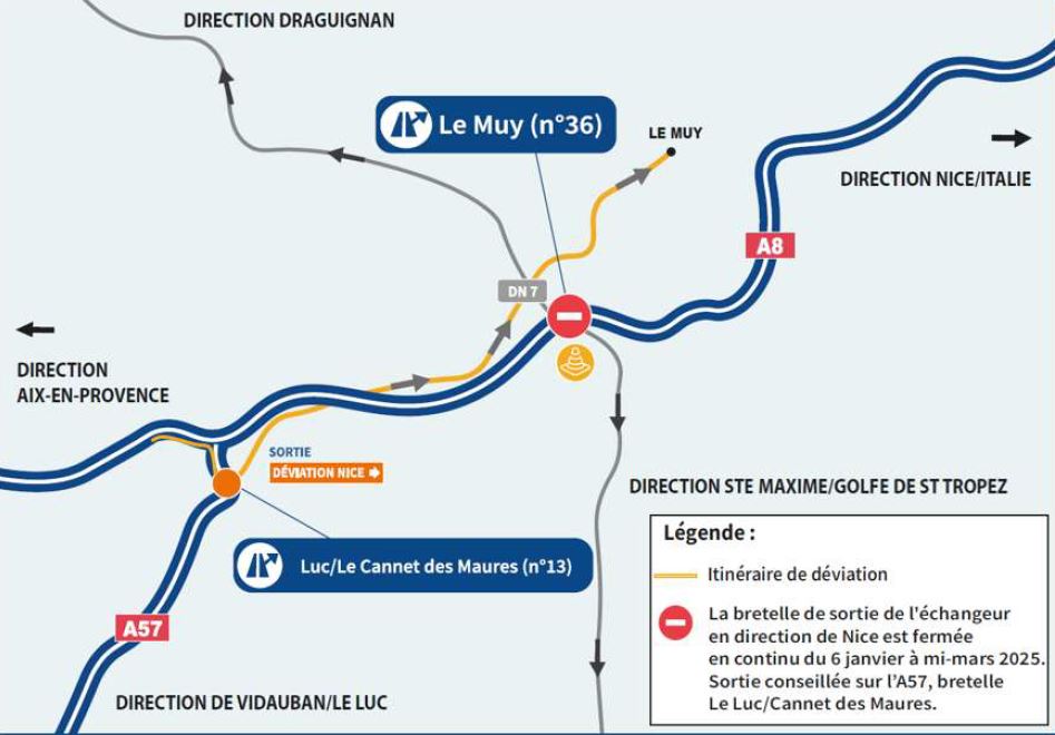 illustration de A8 Fermeture en continu de la sortie Le Muy N°36