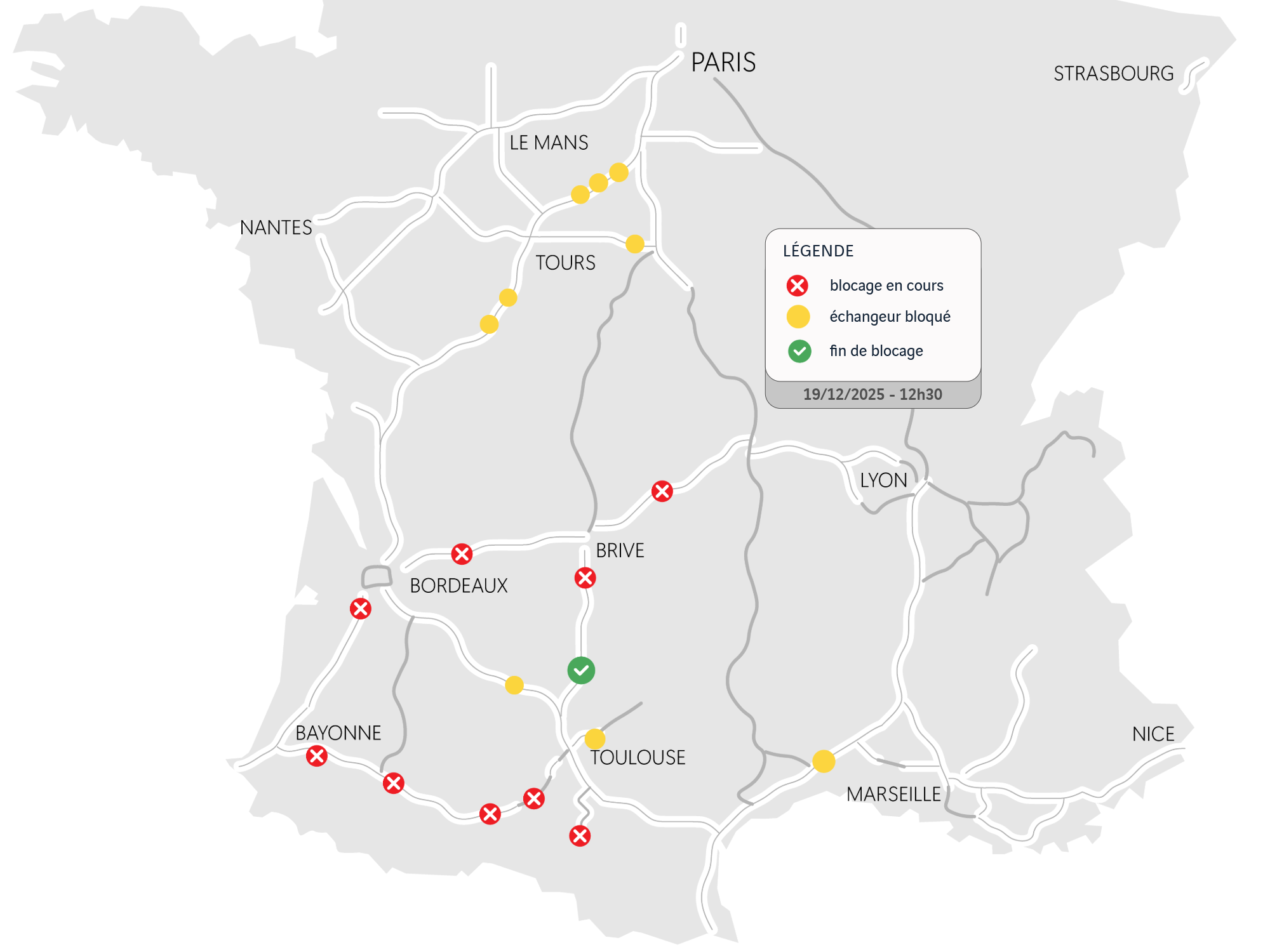 Manifestation des agriculteurs, le point de situation à 12h30 pour les départs en vacances
