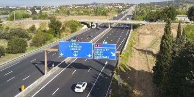 Panneau direction Lyon sur la bifurcation A7-A54